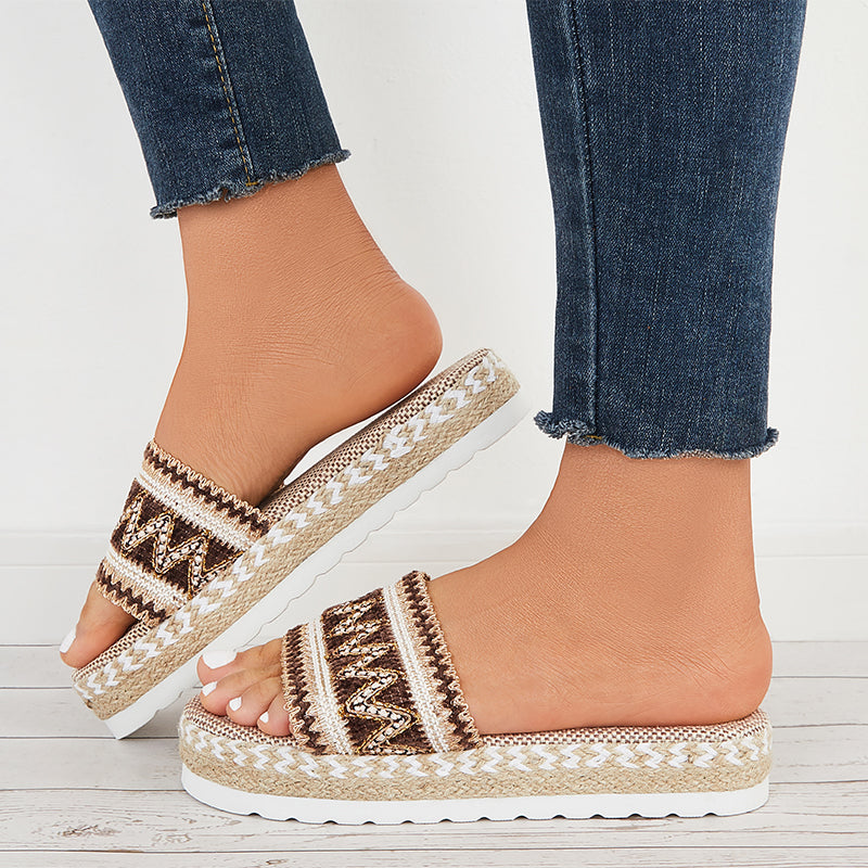 Open Toe Espadrilles Platform Slide Sandals Summer Slippers