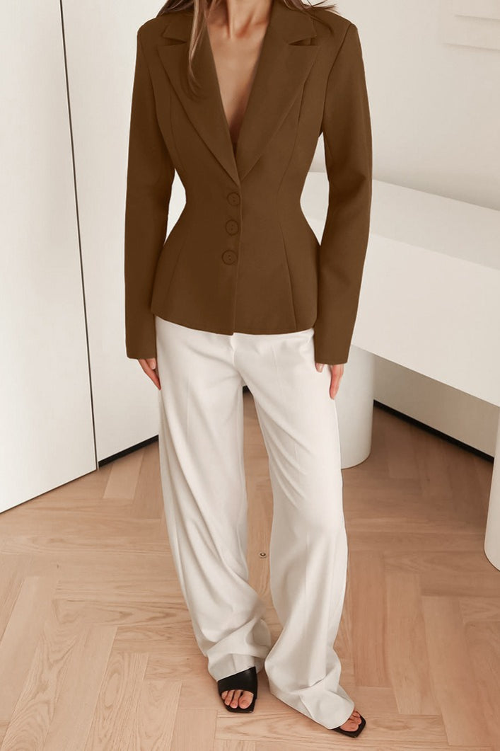Office Elegance Pleated Waist Blazer