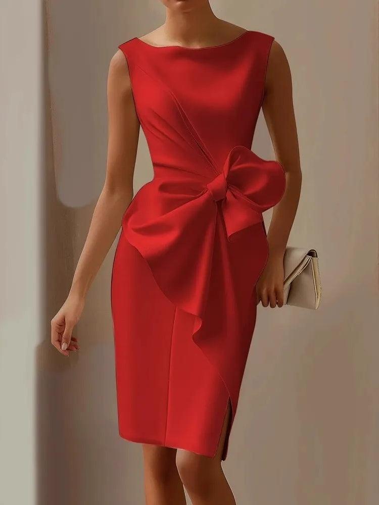 New Bow Tie Dress Rose Red