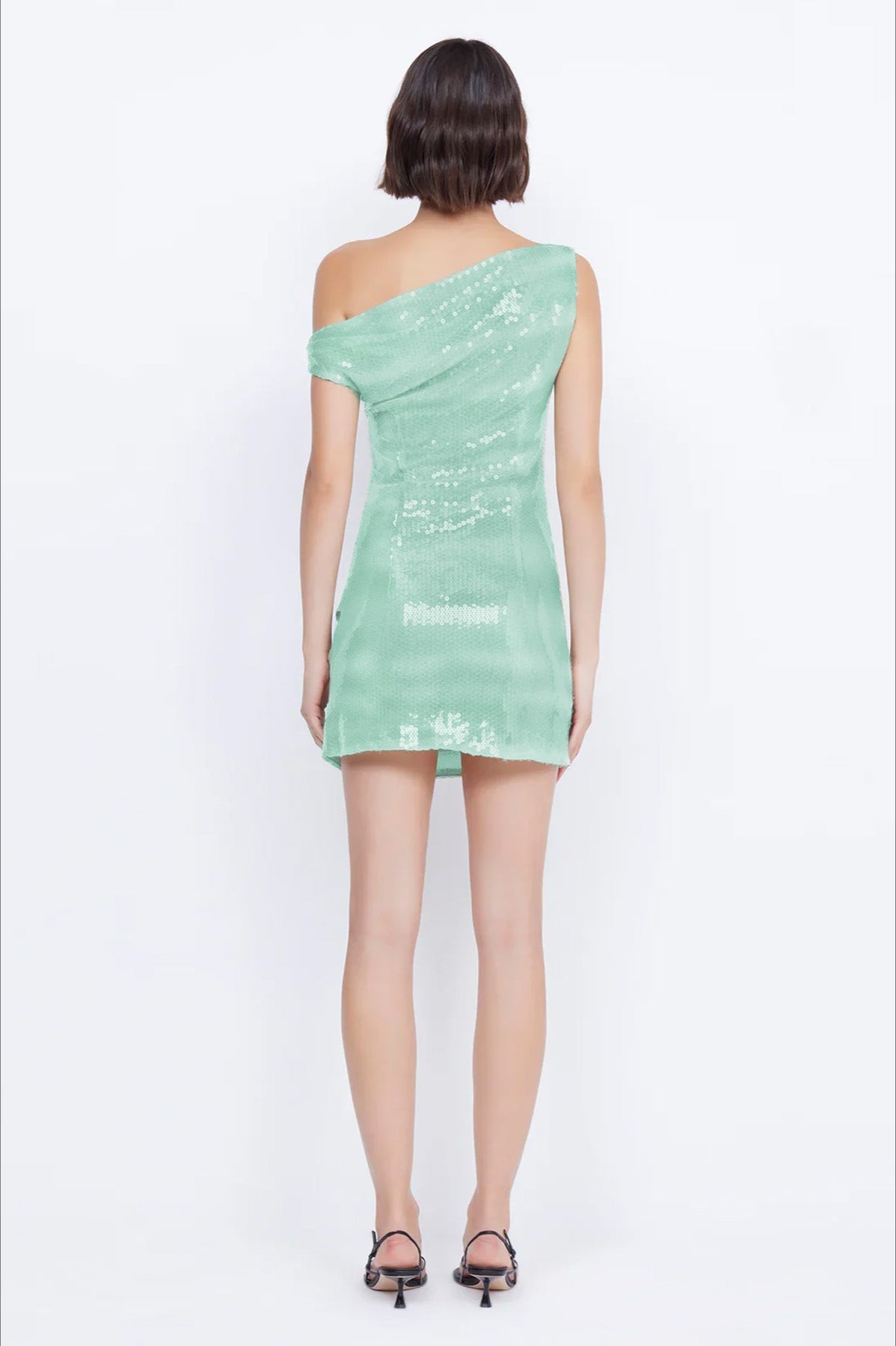 Sequin Asymmetric Off Shoulder Ruched Bodycon Mini Party Dress 3