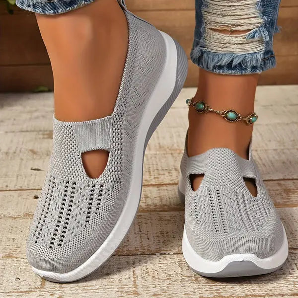 Mesh Knit Slip On Platform Sneakers