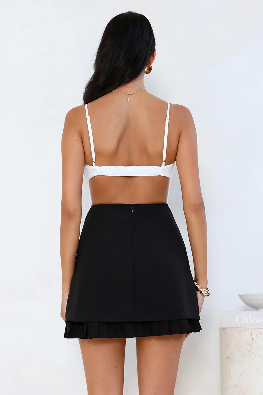 Ruched Bust Bow Front Spaghetti Strap Pleated Hem A-Line Mini Dress 15