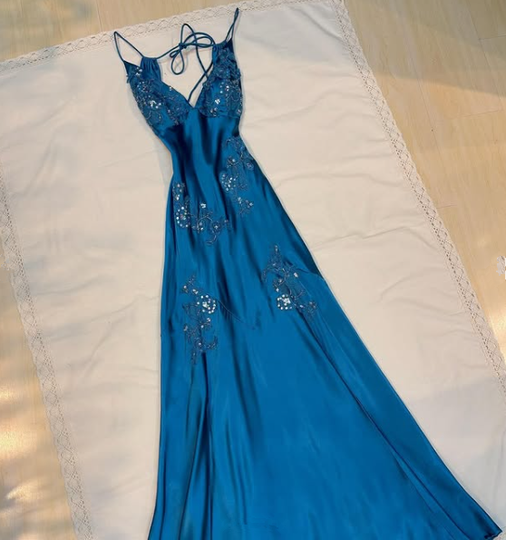 Charming Hot Pink Satin Beaded Prom Dress Evening Gown cc1418