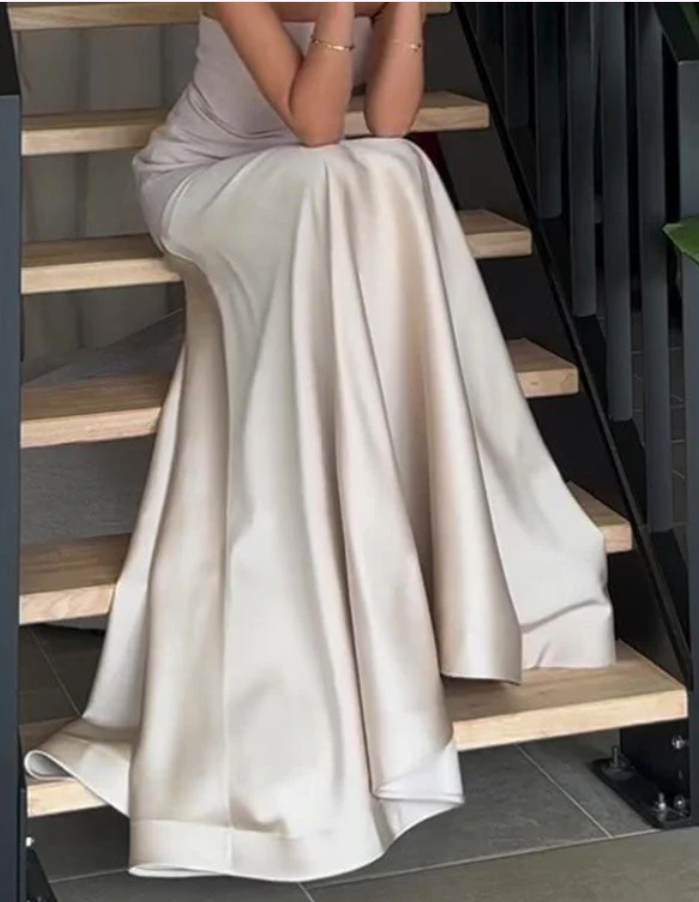 Sexy Strapless Navy Blue Long Prom Dress Formal A Line Evening Dress cc1516