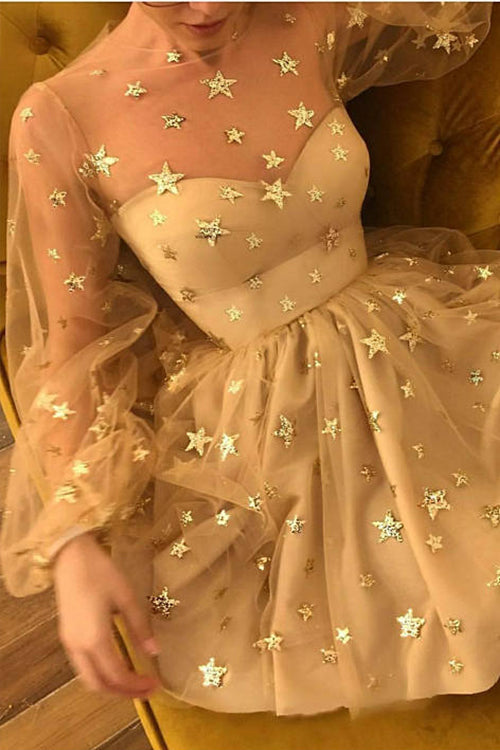 Star Galaxy Tulle Skater Dress - 4 Colors Gold