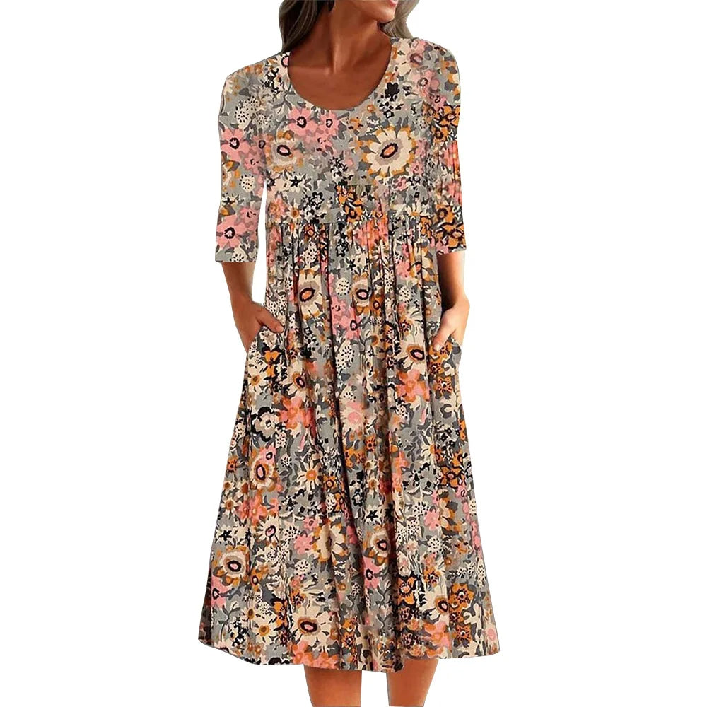 Gudelia Aesthetic Long Dress with Floral Print Boutique Collection