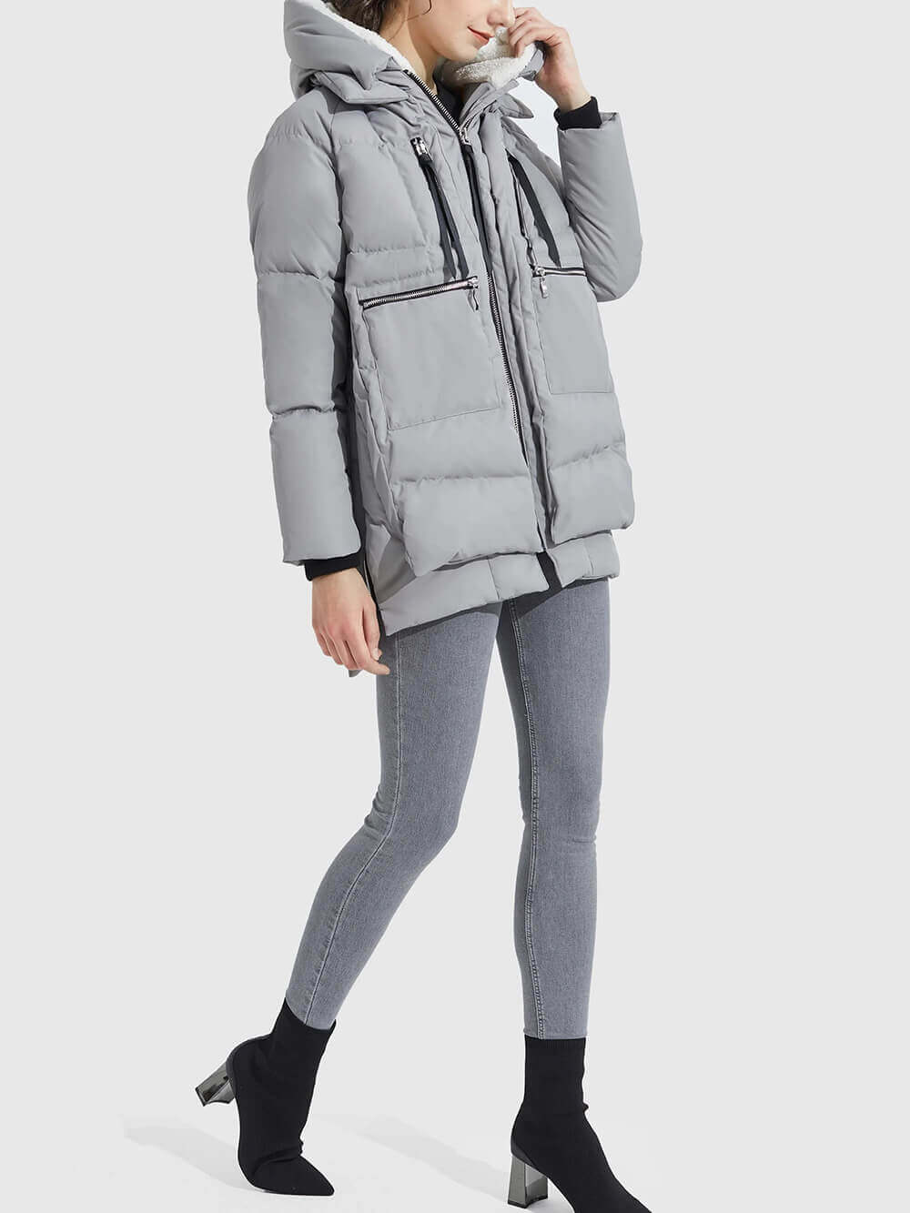 Hooded Zip Front Quilted Longline Puffer Jacket