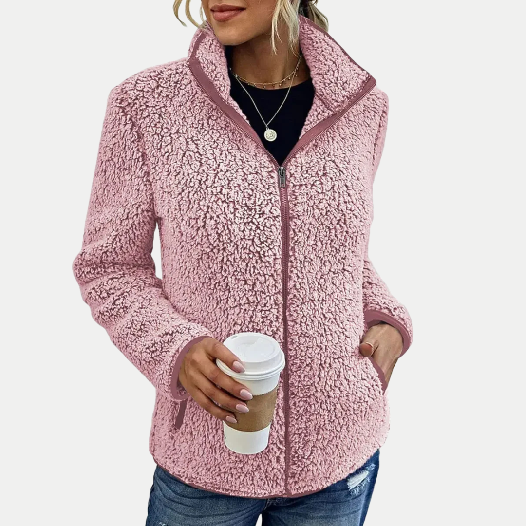 Zip Front Stand Collar Sherpa Fleece Jacket