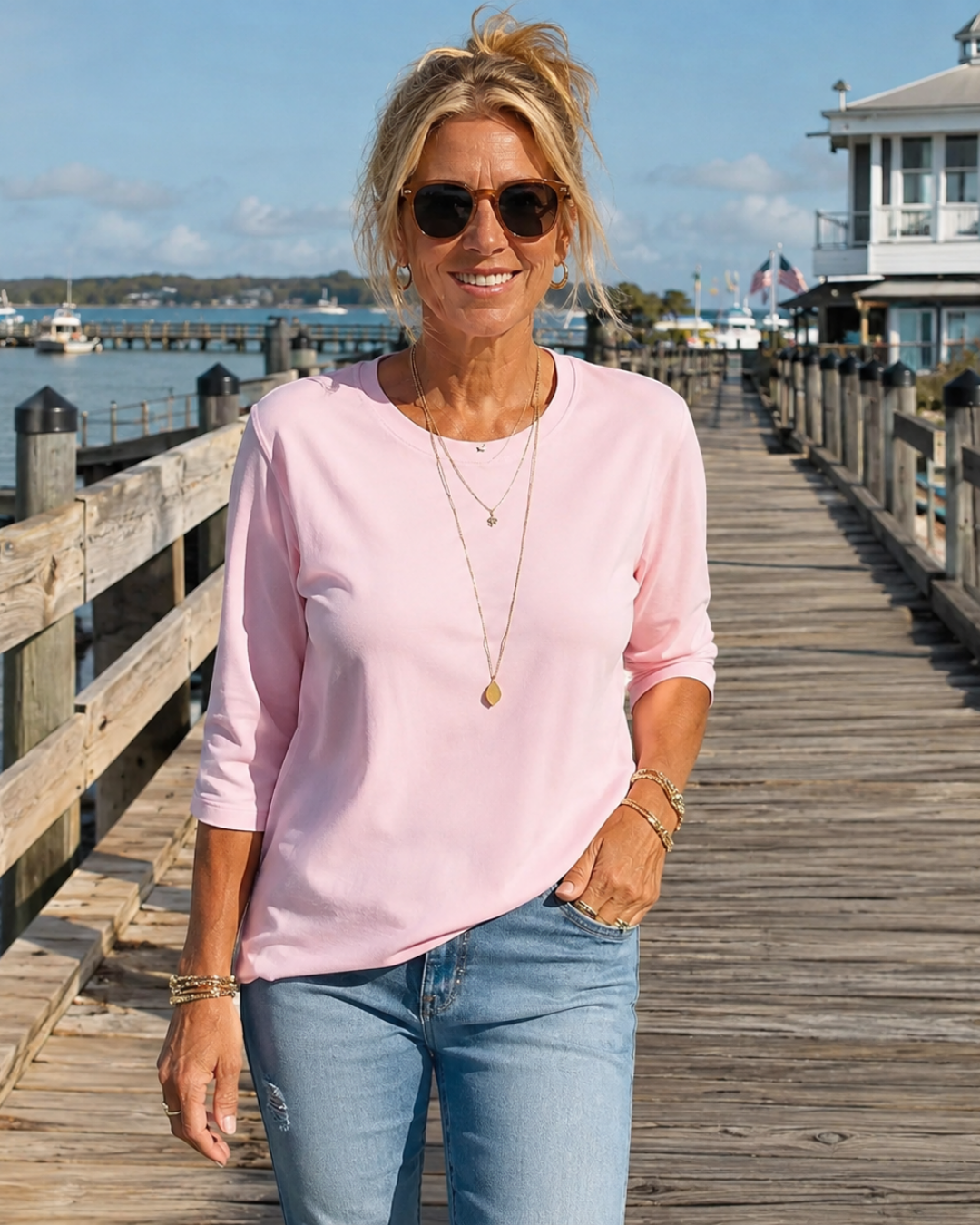 Round Neck Half Sleeve Drop Shoulder Tee