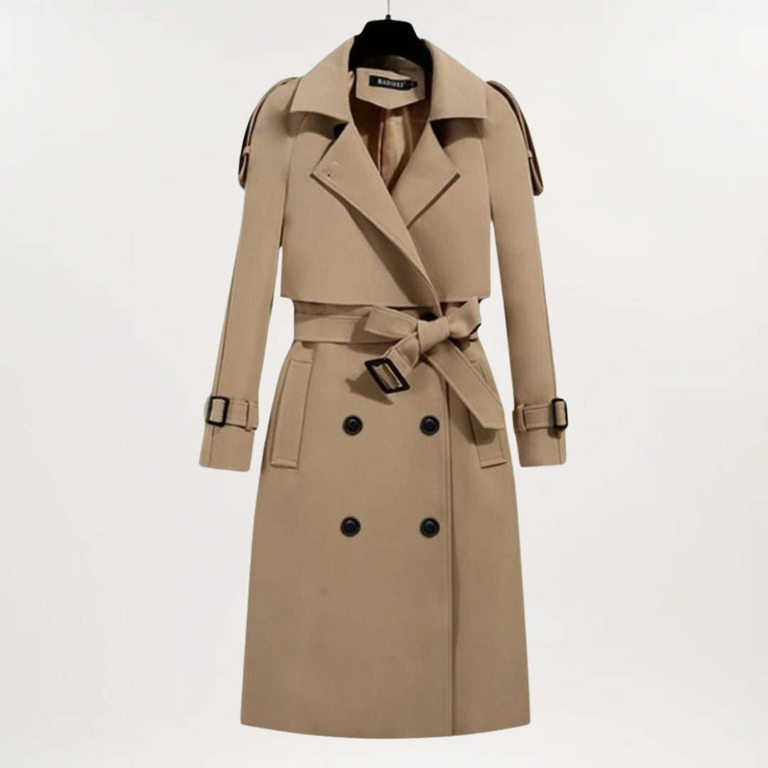 Double Breasted Belted Longline Trench Coat