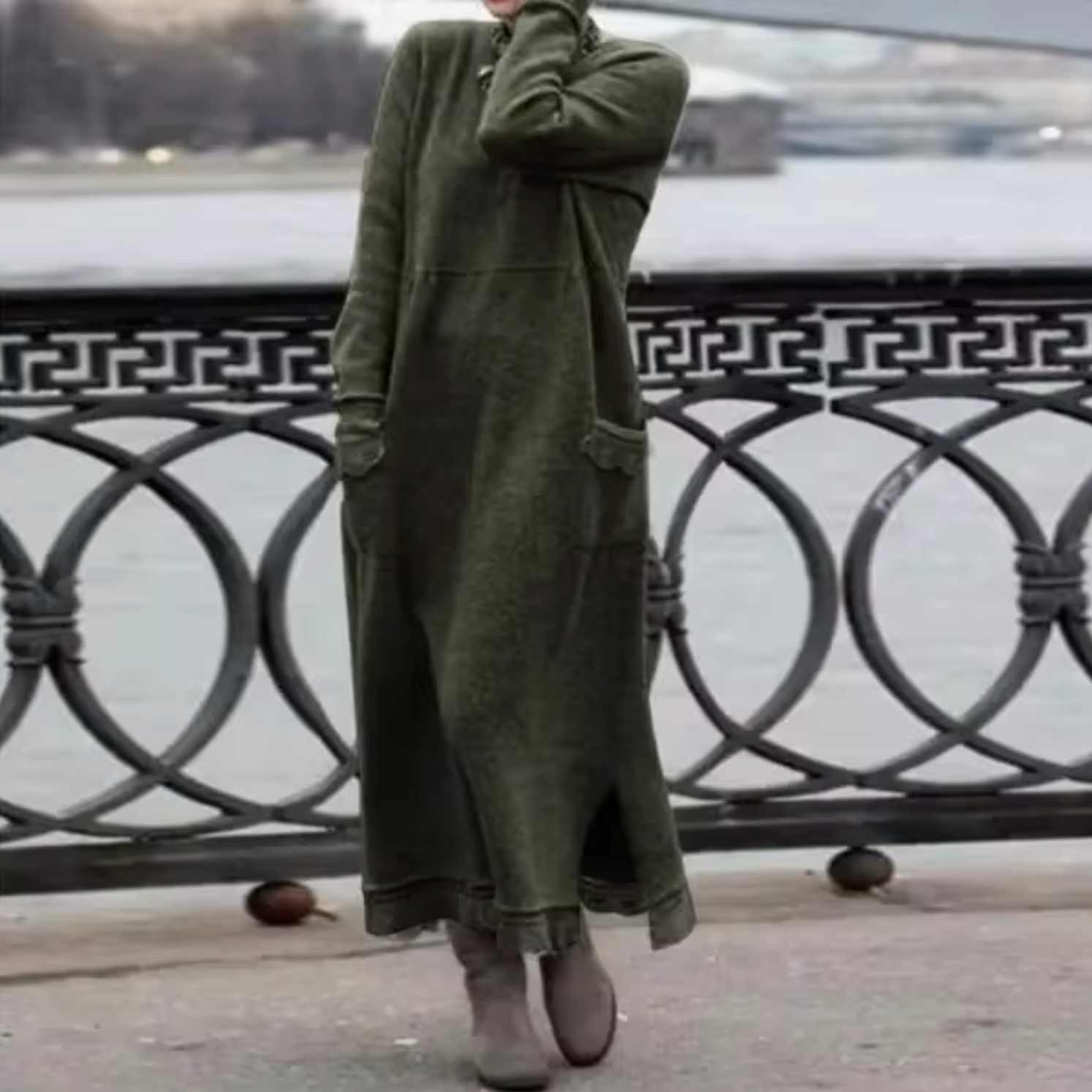 Maria Elena Loose Velvet Relaxed Dress with Premium Casual Styling