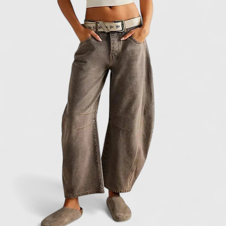 High Waist Faded Barrel Leg Jeans