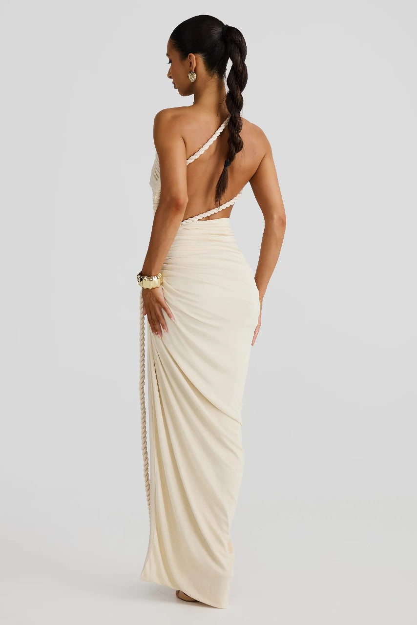 Delia Asymmetrical Dress Beige