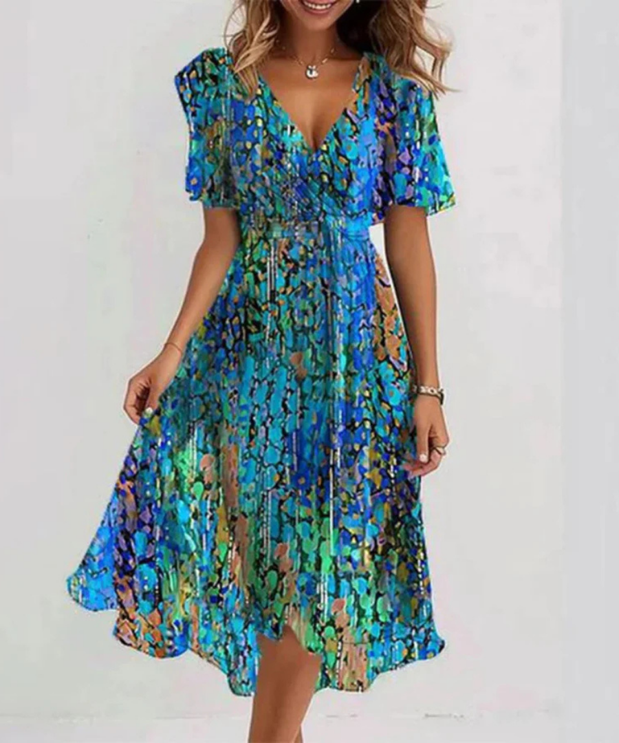 Ramona™ | Elegant Floral Wrap Midi Dress