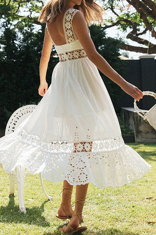 Elevated Sweetie White Lace Sleeveless Maxi Dress - View 5