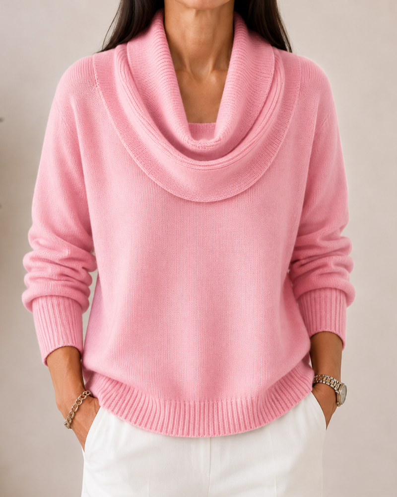 Cowl Neck Long Sleeve Knit Sweater