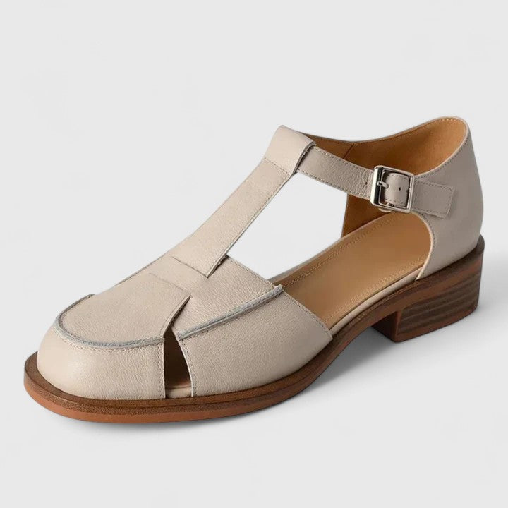 Closed Toe T-Strap Buckle Block Heel Fisherman Sandals