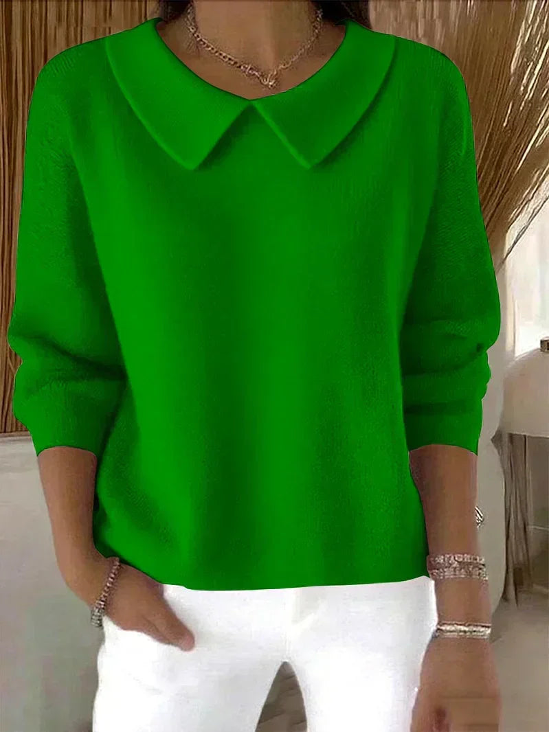 Collared Long Sleeve Knit Sweater