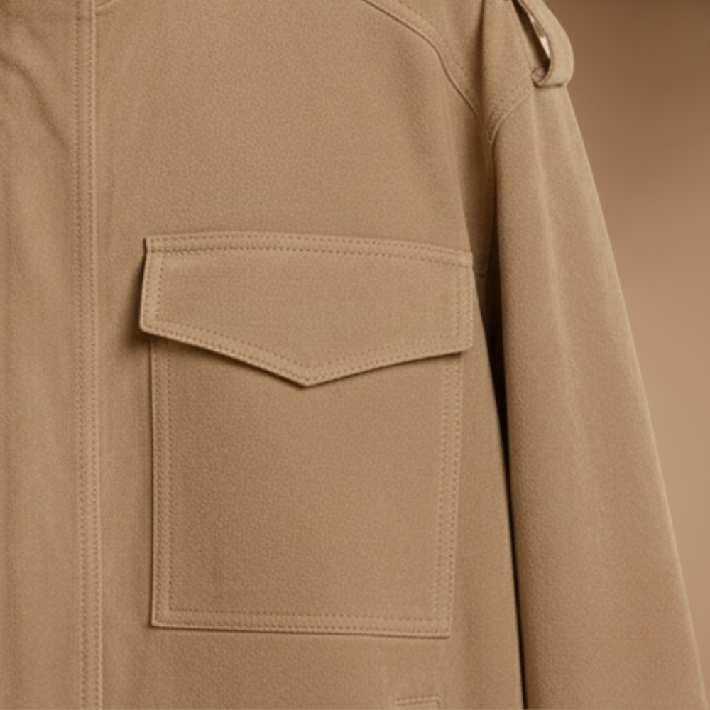 Stand Collar Zip Front Flap Pocket Utility Jacket