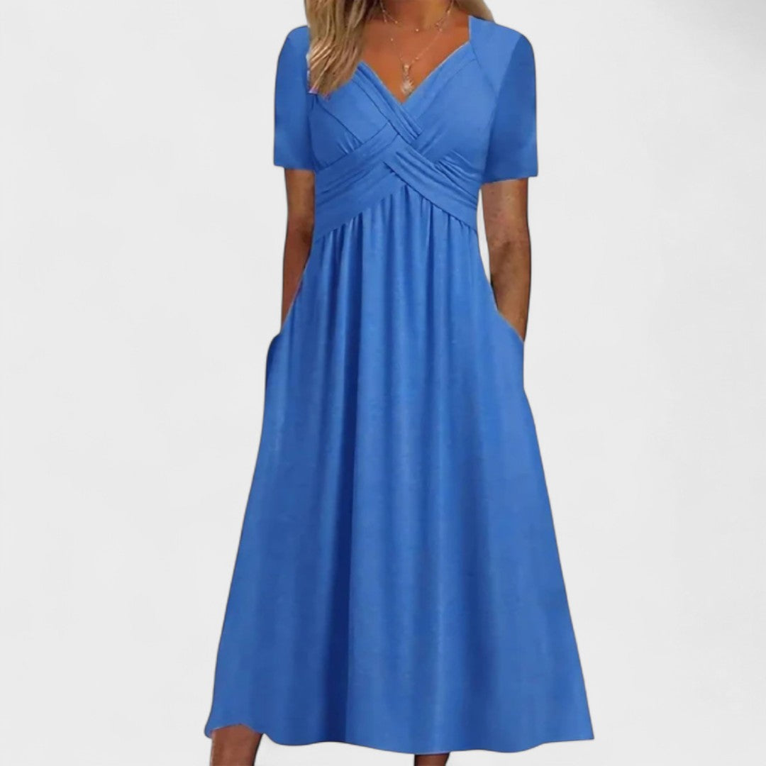 Riley - Dress With V Neck For Women Blue
