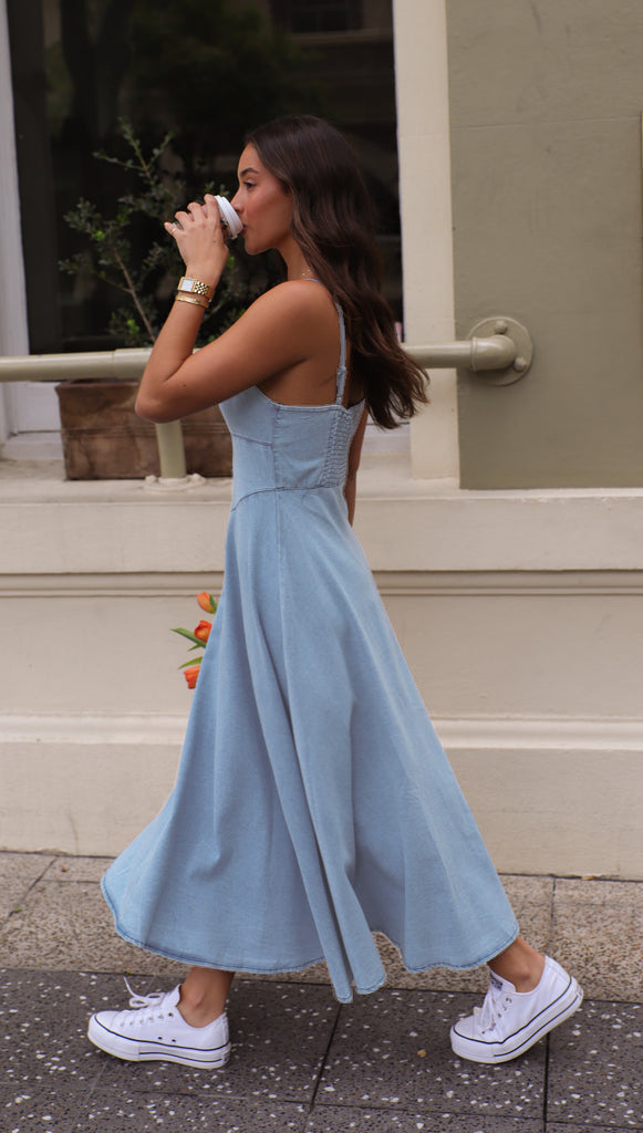 Aqua Mirage Maxi Dress - Blue