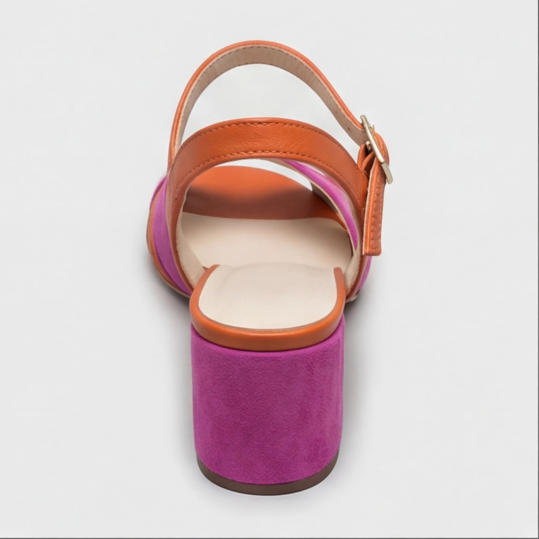 Open Toe Cross Strap Ankle Buckle Block Heel Sandals