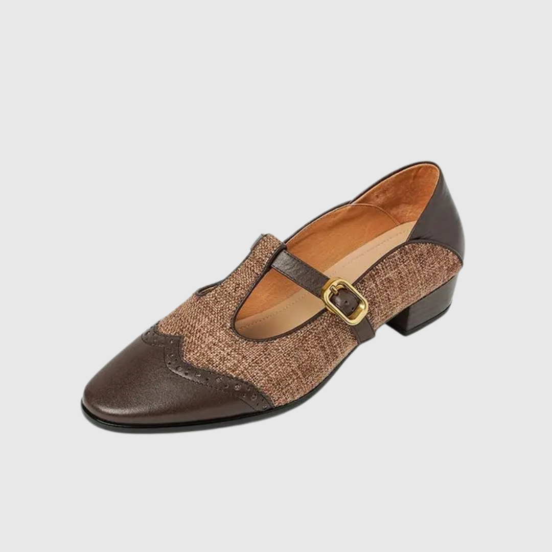 T-Strap Brogue Buckle Low Heel Mary Jane Shoes
