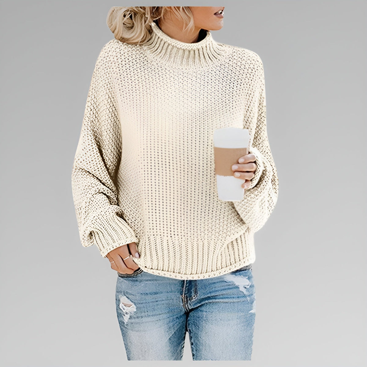 Turtleneck Long Sleeve Chunky Knit Oversized Sweater