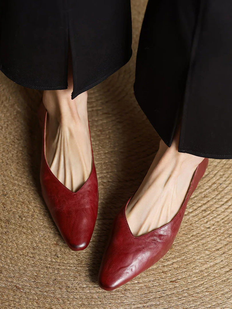 Pointed Toe V Cut Slip On Flats
