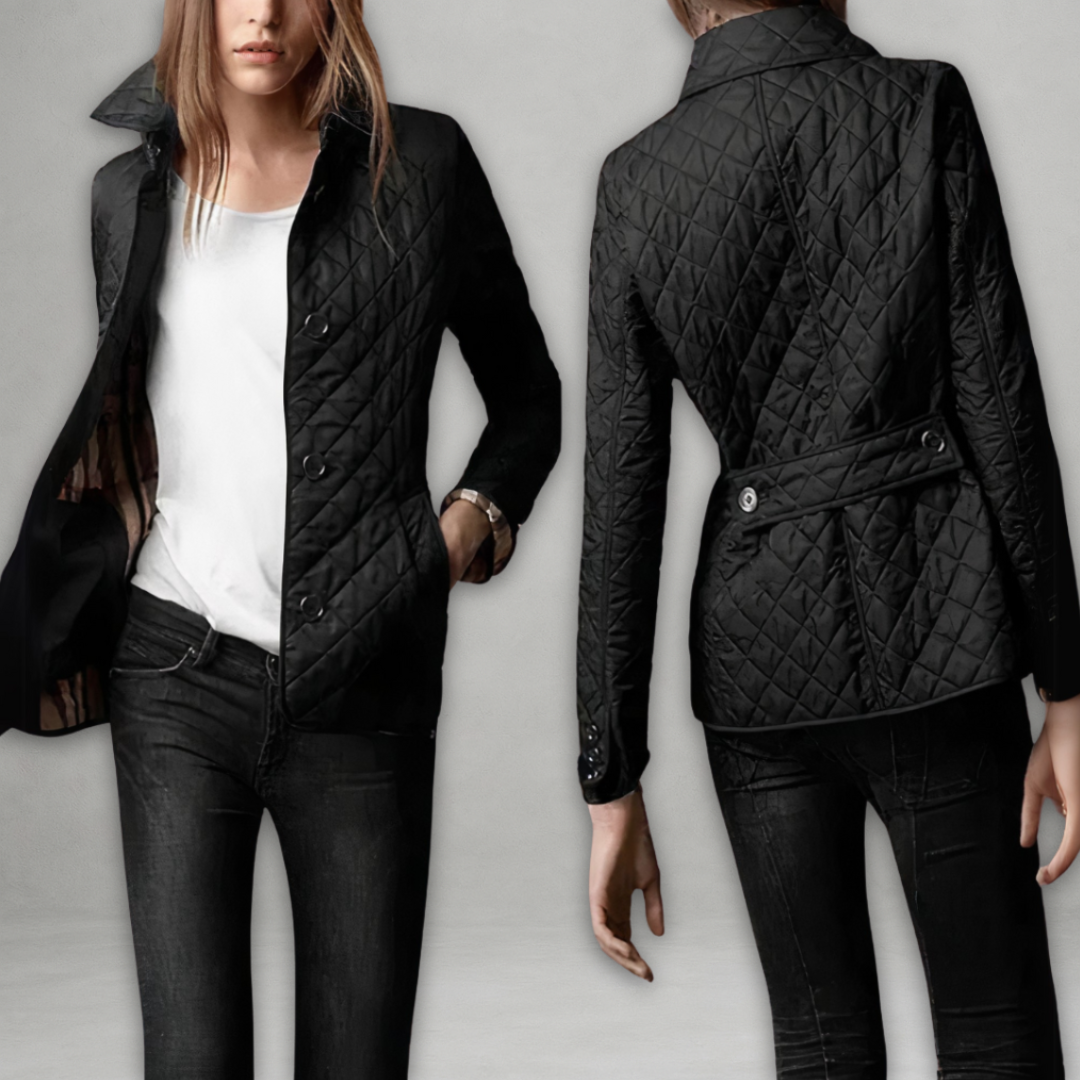 Diamond Quilted Button Front Collared Jacket