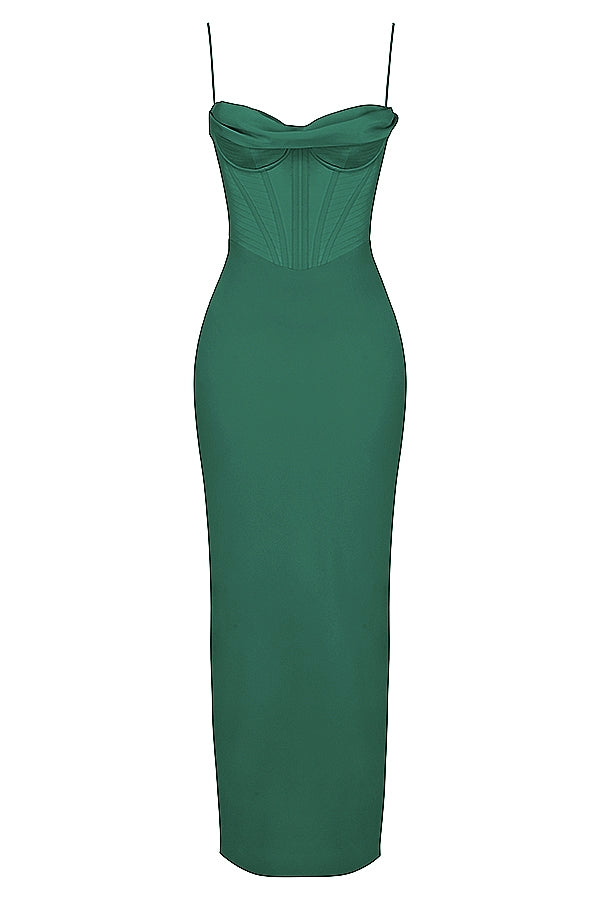 Satin Cowl Neck Corset Bustier Cami Mermaid Maxi Dress 8