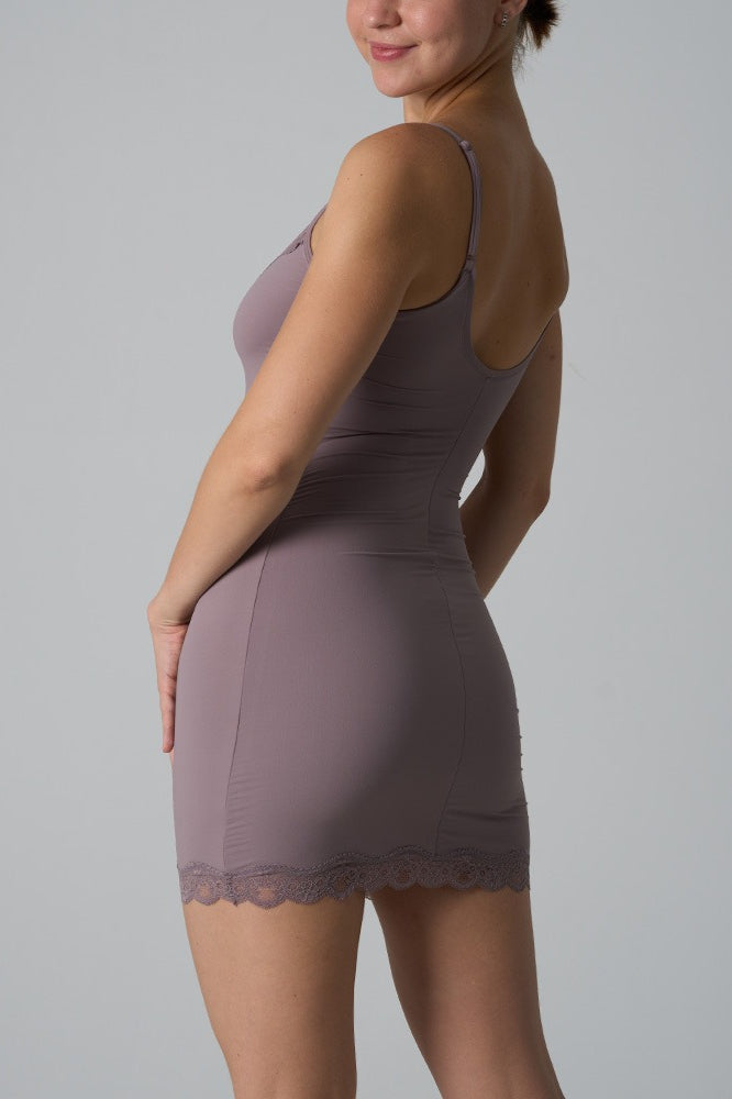 Lace Trim Spaghetti Strap Scoop Neck Bodycon Mini Dress