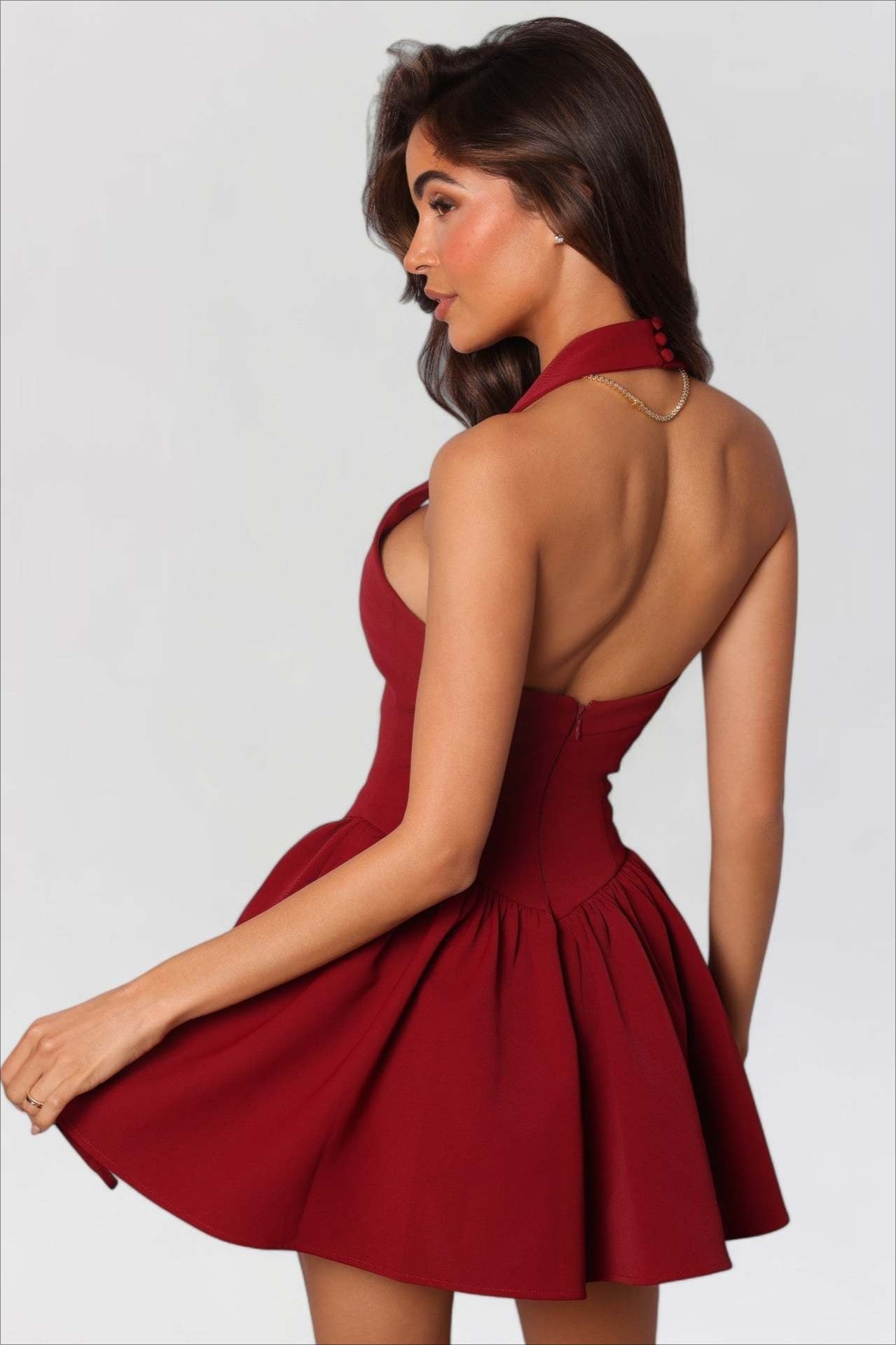 LowBack Ruffle Mini Party Dress