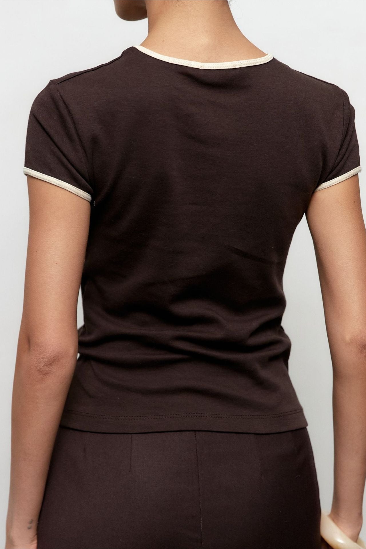 Contrast Trim Crewneck Tee T-Shirt