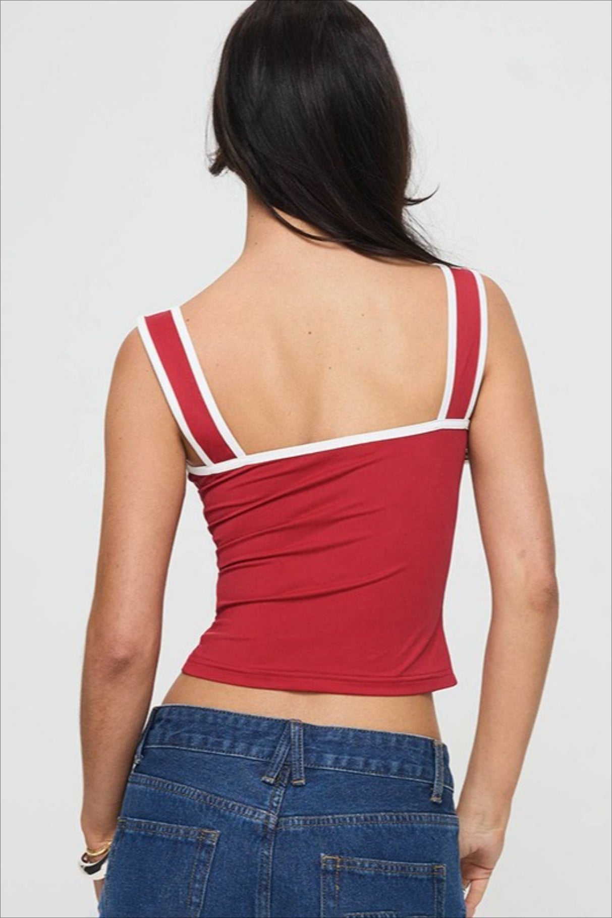 Color Block Square Neck Ruched Cami Top