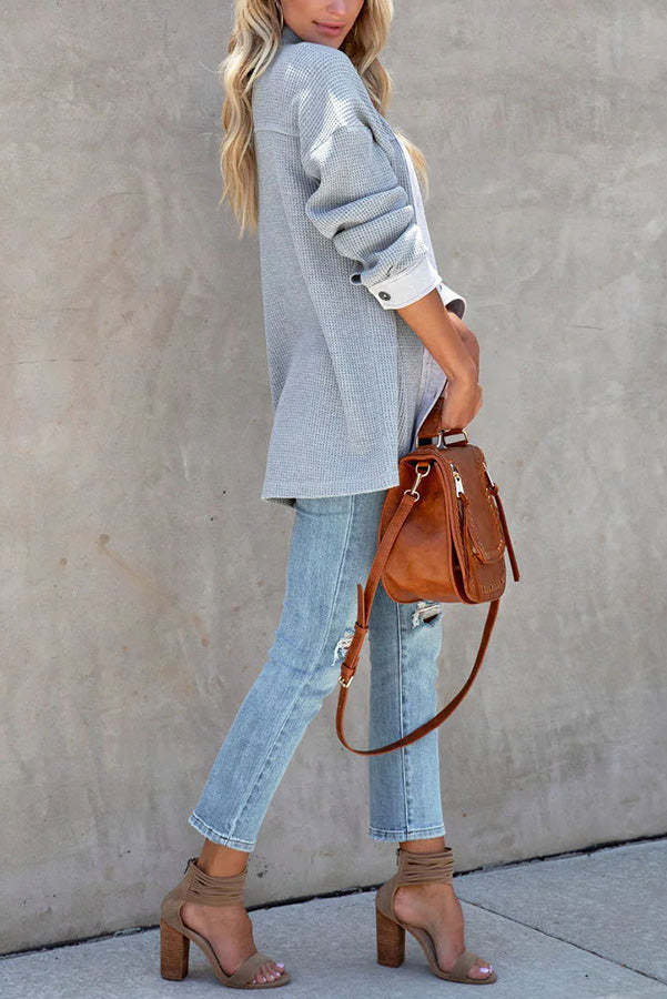 Always In Season Waffle Knit Shacket