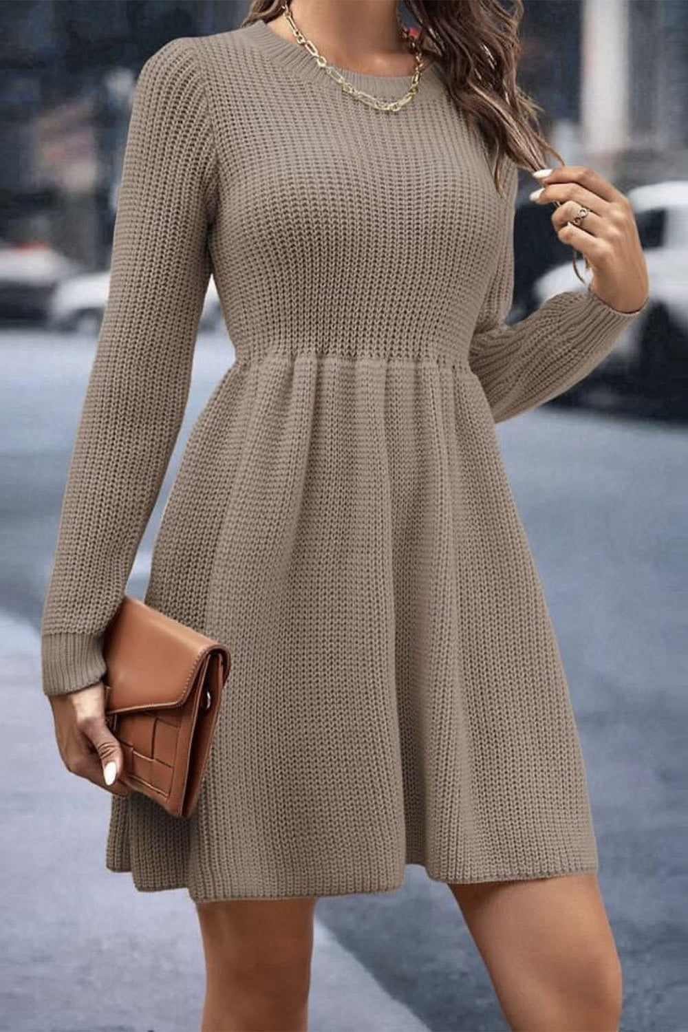Loose Fit Knit Sweater Dress