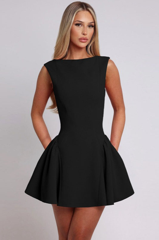 Solid Sleeveless Backless Bodycon Cocktail Dress 10
