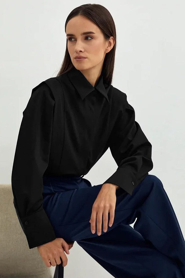 Office Chic Square Shoulder Blouse