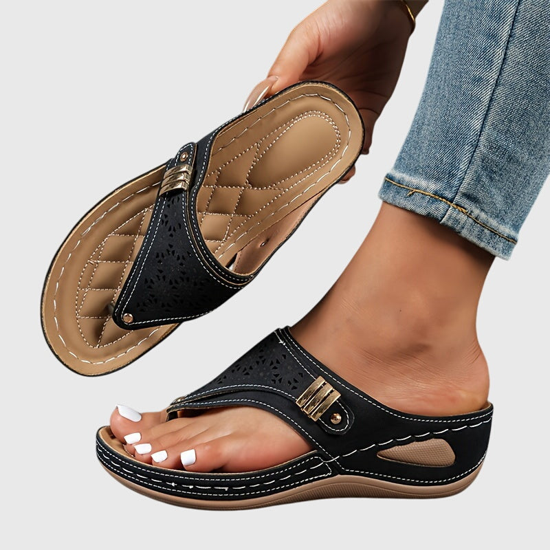 Cut Out Thong Platform Wedge Sandals 3