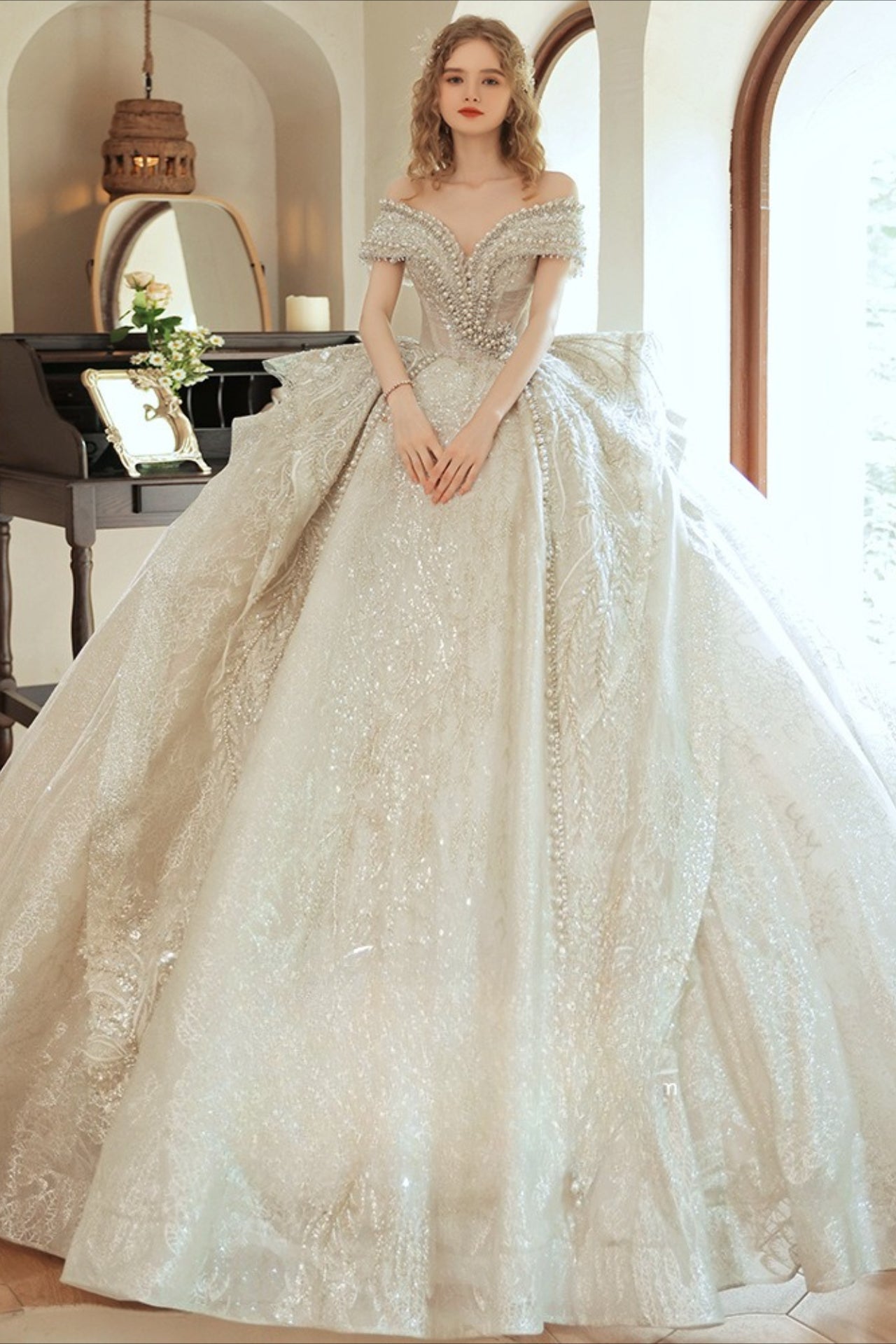 Royal Beaded Ball Gown Wedding Dress