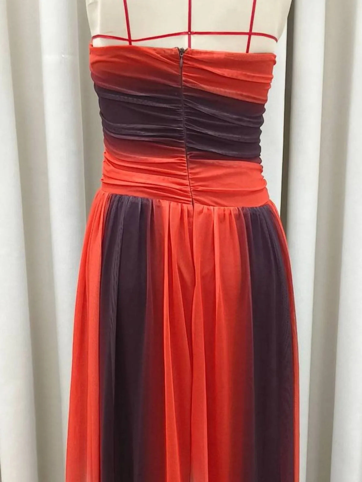 Ombre Strapless Twist Front Cut Out Flowy Maxi Dress 5
