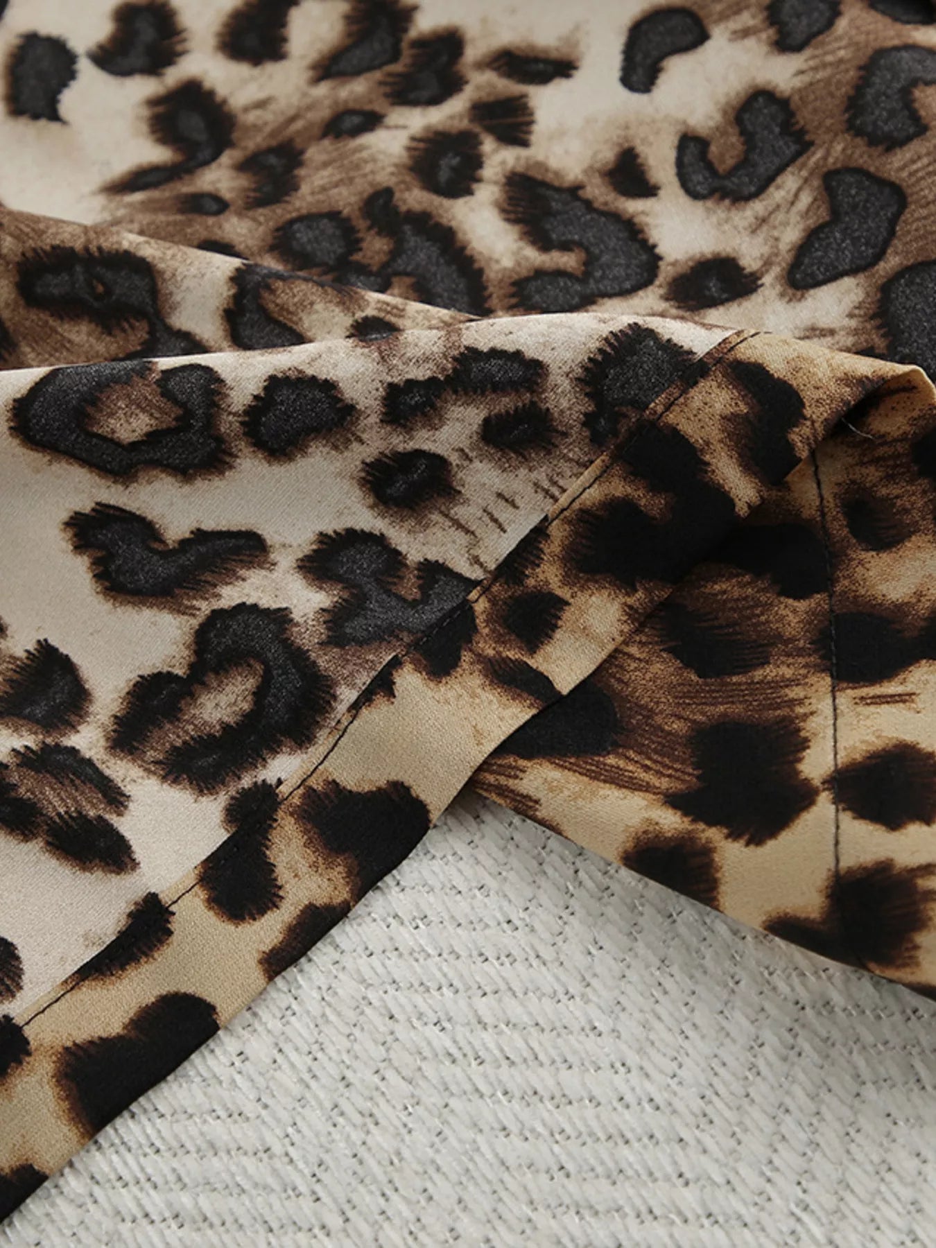 Leopard Cardigan and Wide Leg Pants Lounge Set