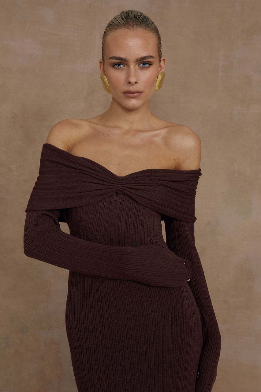 Elegant Off Shoulder Knit Sweater Dress