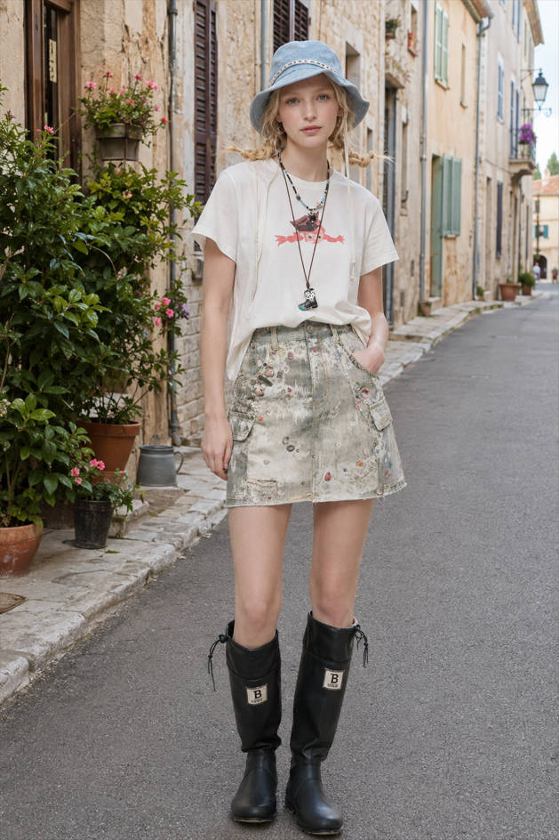 Y2K Ripped Pocket A-Line Skirt