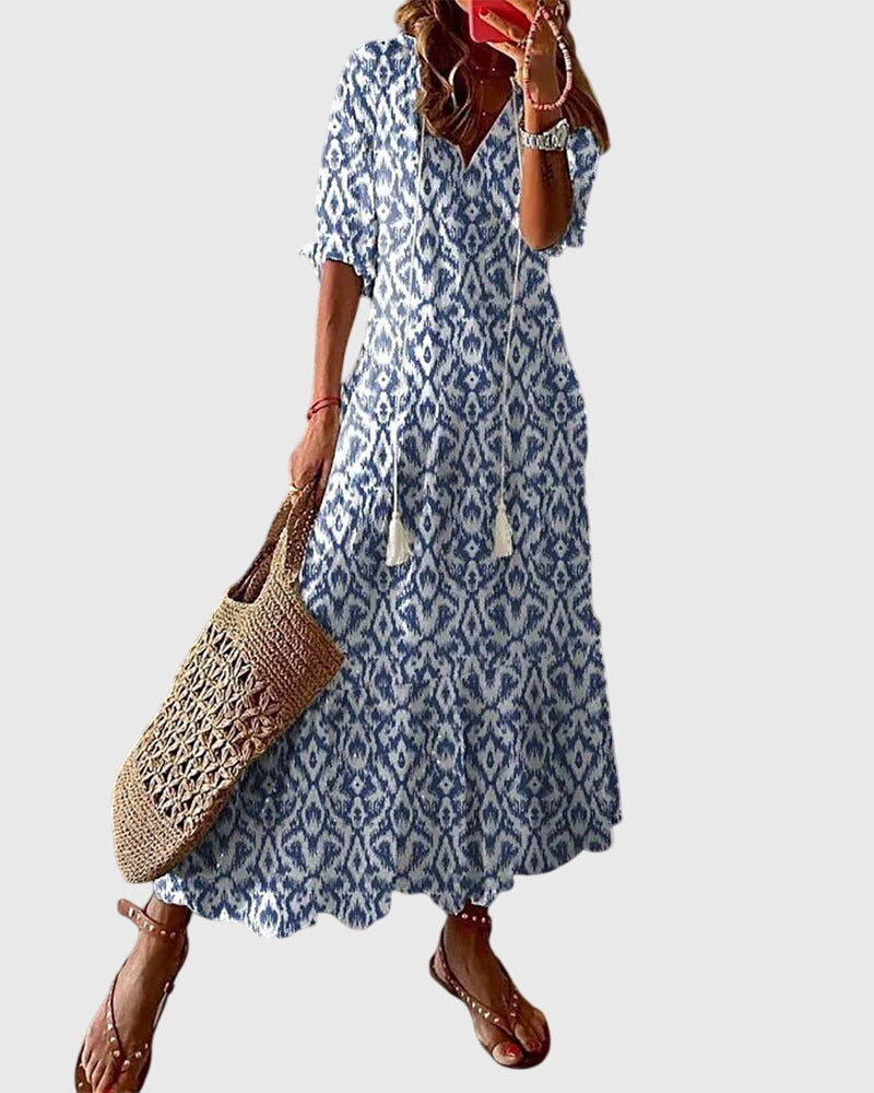 V-Neck Tiered Maxi Dress Summer