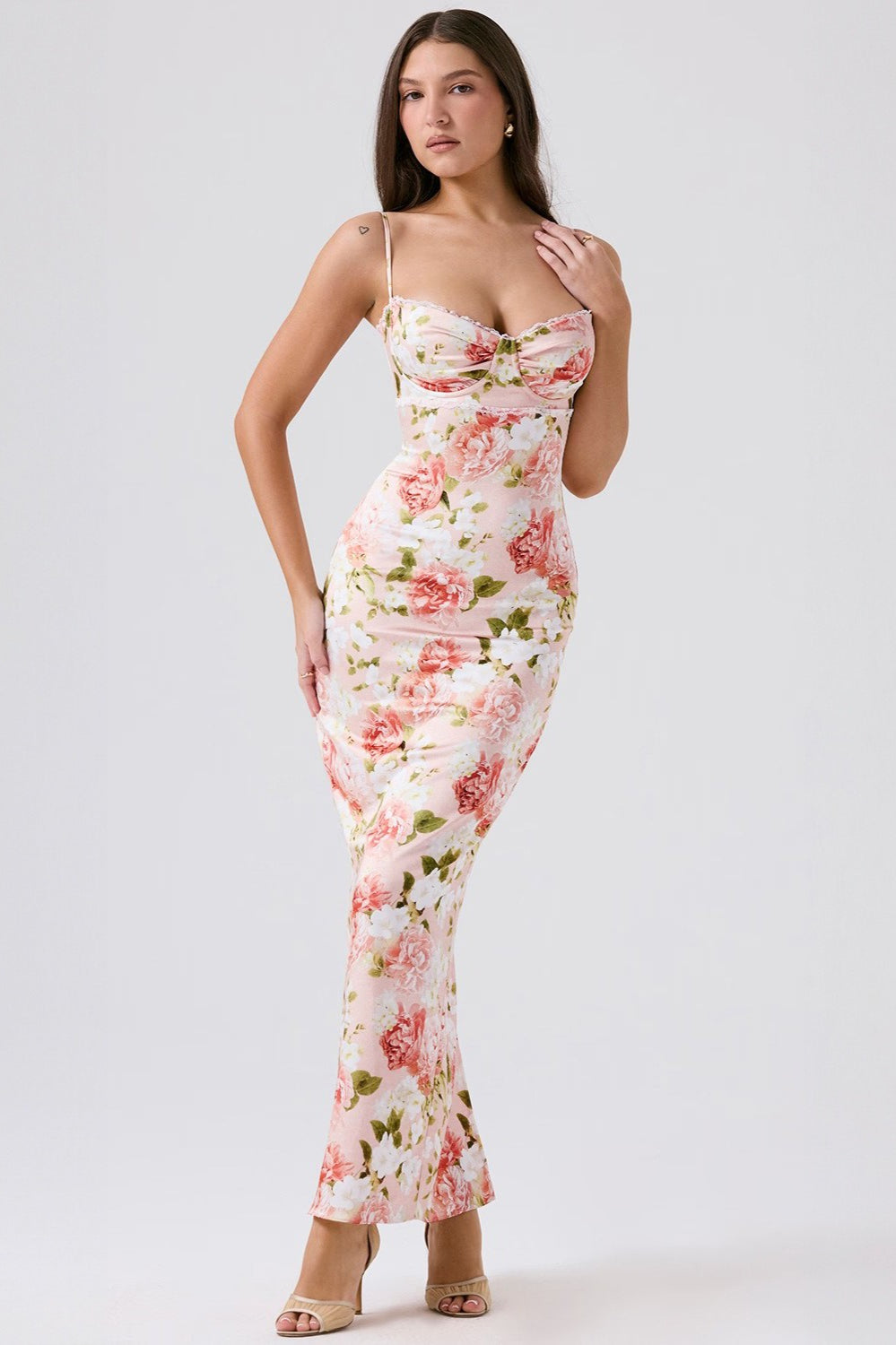 Casual Floral Sexy Split Midi Silk Dress