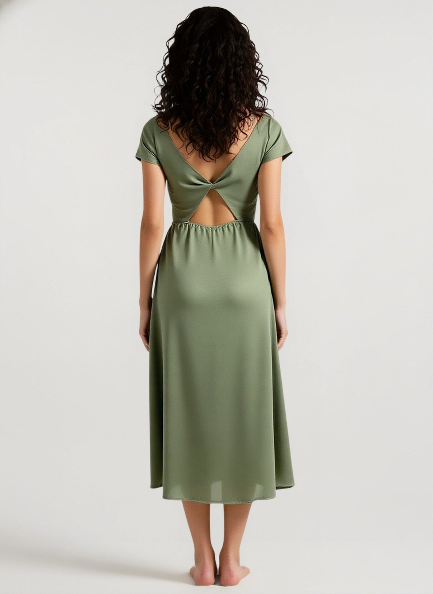 Silk-Like Satin Slit Maxi Silk Dress