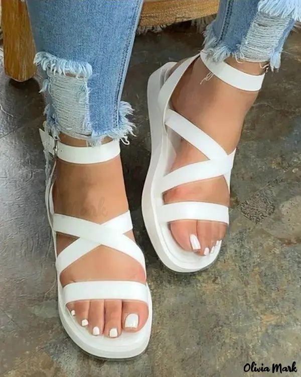 Open Toe Flat Sandals with Ankle Strap