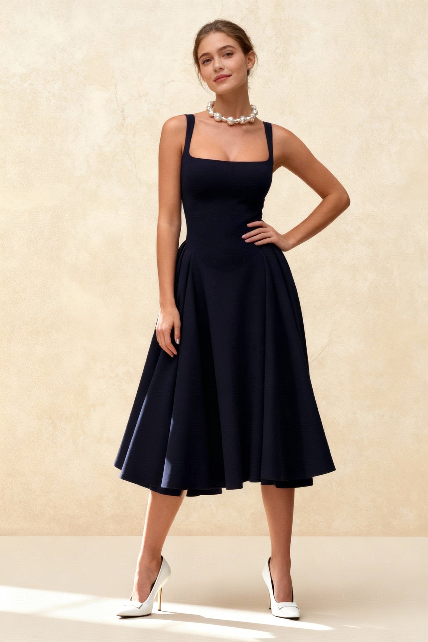 Backless Square Neck Fitted Party Dress 4